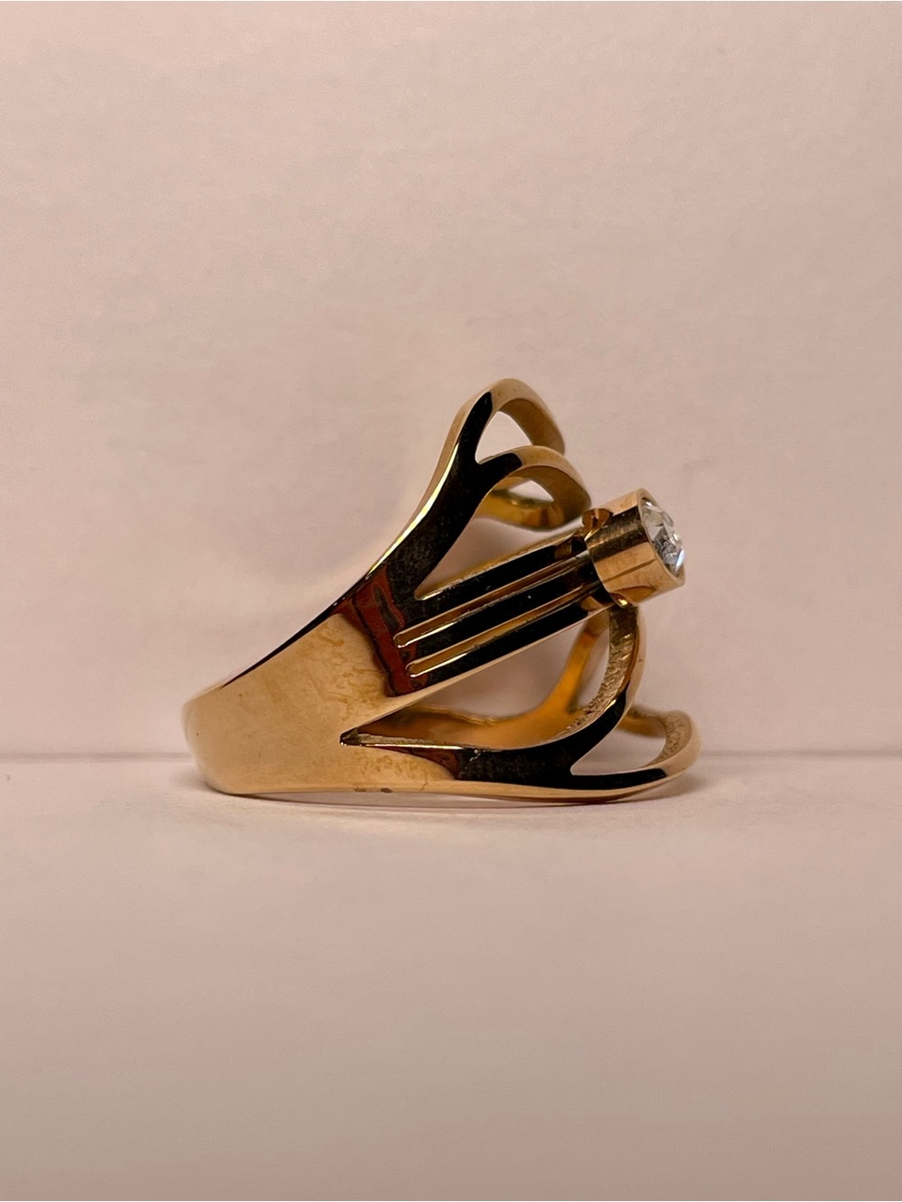 Rose Gold Wave Crystal Ring - Picture 5 of 6